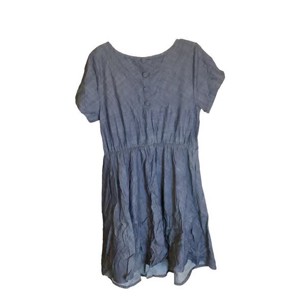 eShakti Elastic Waist Chambray Blouson Dress 1X NWOT Preppy Classic - Picture 2 of 4